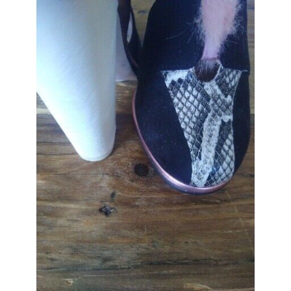 ASOS Vintage Retro Glam 2015 Chunk Heel Snakeskin Pink Fur Accent MCM Art Deco - Picture 5 of 6